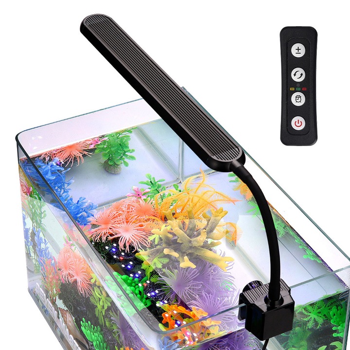 HERUSI akvárium LED világítás 14 mód 9W fehér RGB 40L 12mm