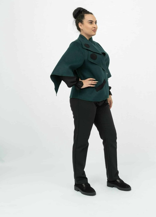 Elegáns sötétzöld kardigán Teresa részletekkel, Zöld
