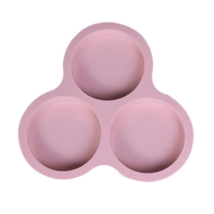 Tava silicon pentru prajit oua YANYXR 3 cavitati roz 22x15cm