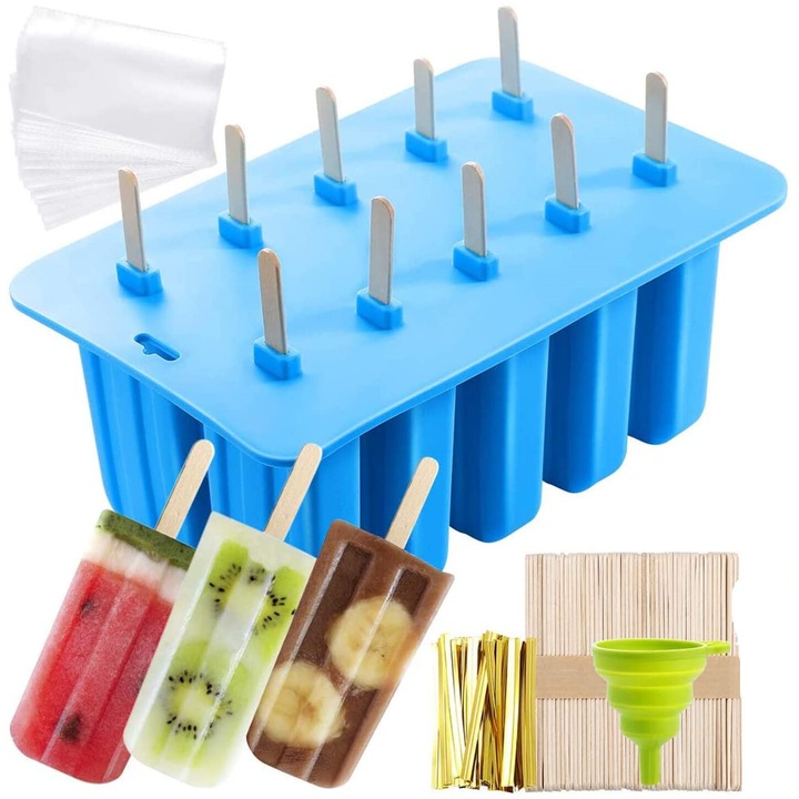 Forme prajituri, Enforose, set 10 bucati, silicon flexibil, fara BPA, albastru