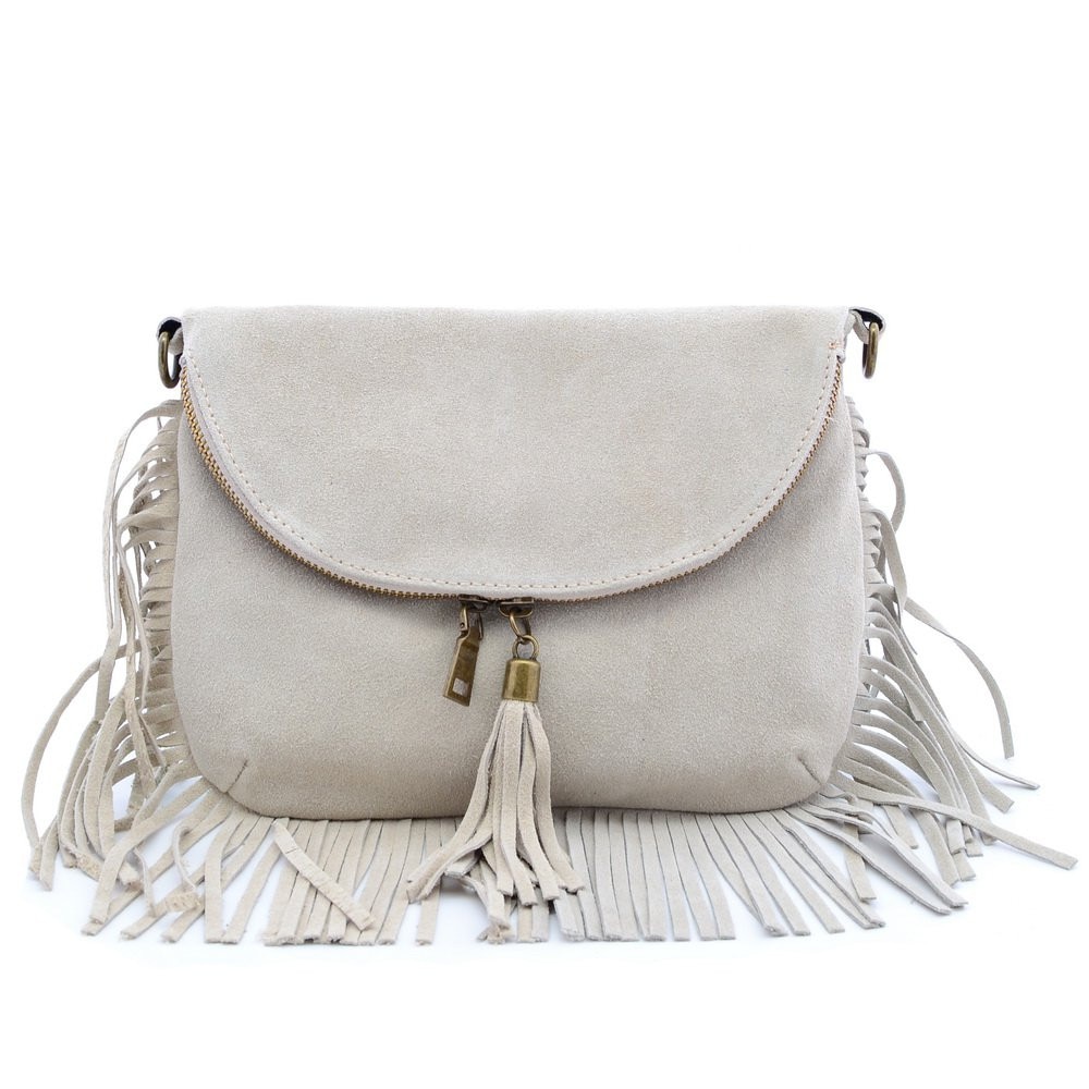 Geanta casual Junee, de dama, piele naturala, culoare bej