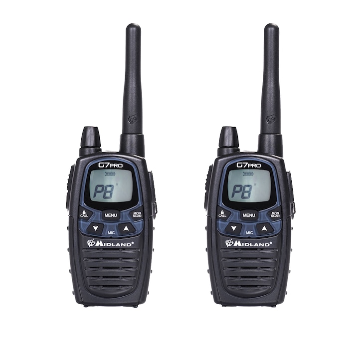 Радио станция PMR/LPD Midland, Преносима, G7 PRO, Модел 2017, Комплект с 2 броя