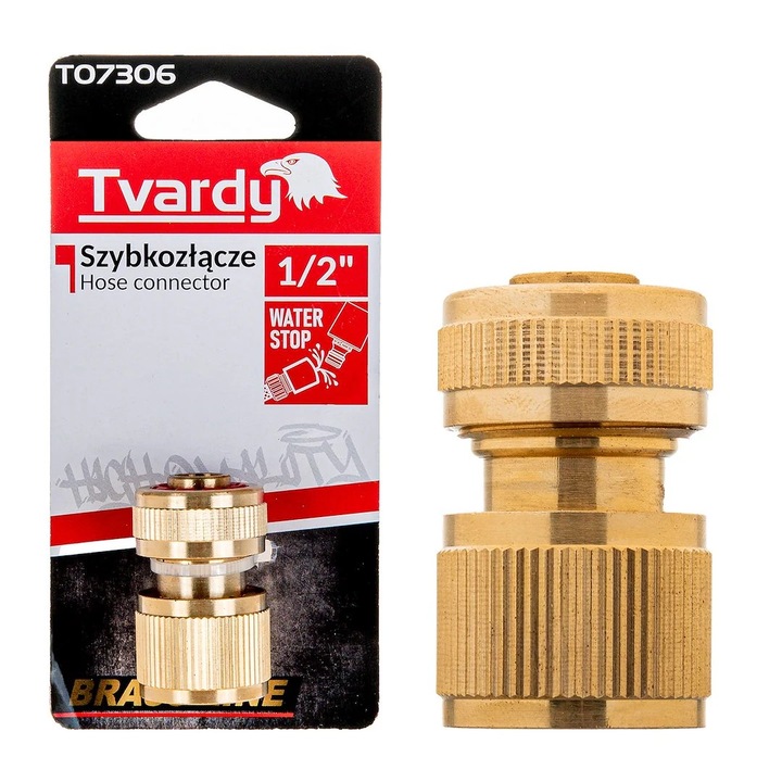 Conector rapid cu opritor 1 / 2" Brass Line, Tvardy T07306