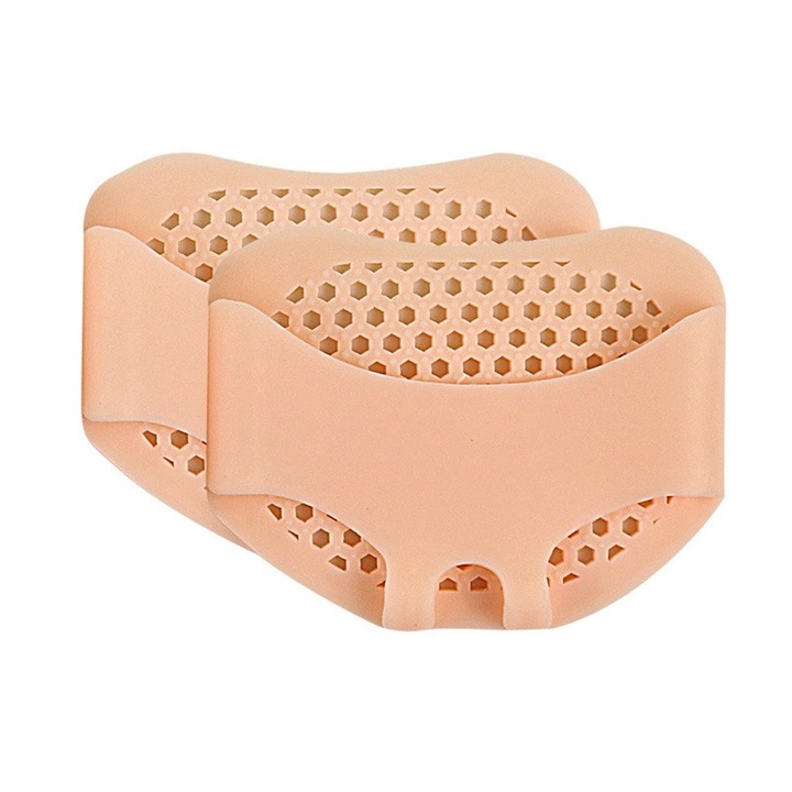 Set 2 x Branturi cu Gel, OPTIM SOLUTION, pentru Metatarsiene, Plasturi, Pernute din Silicon, Reduce Durerea, Previne Deformari, Universale, Adaptabile, Separator pentru Corectie Pozitie Degete Picioare, Absorbtie Socuri, Suportul Arcada, XTO, Crem