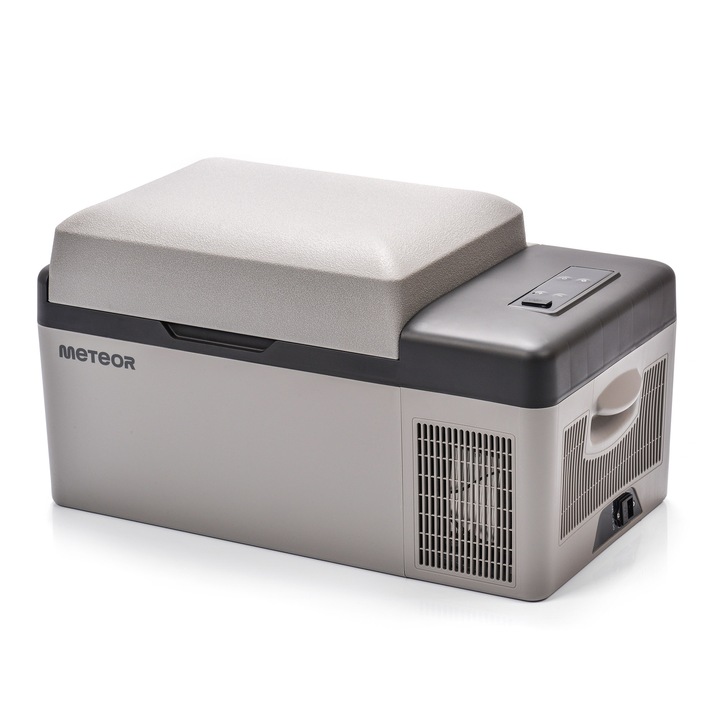 Frigider portabil, Meteor, Compresor, Alimentare 12/24v si 100-240v, Racire -20 pana la +20°c, Priza usb integrata, Panou de control lcd, Capac antiderapant, Izolatie de inalta calitate, Destinatie: calatorii, Picnicuri, Pescuit