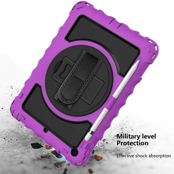 Husa Sigloo, pentru tableta Apple iPad 9th/8th/7th Gen (2021/2020/2019) – Protectie completa, stand, curea umar, suport pen, Violet