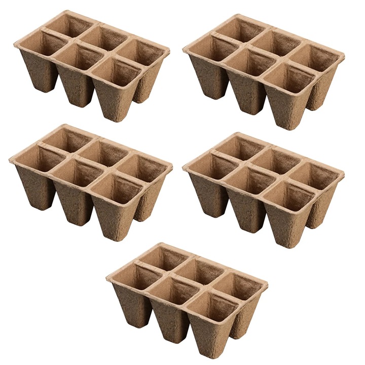 Magvető tálca, 6 rekeszes, műanyag, 4.52x3.14x1.96 inch, 5 darabos szett
