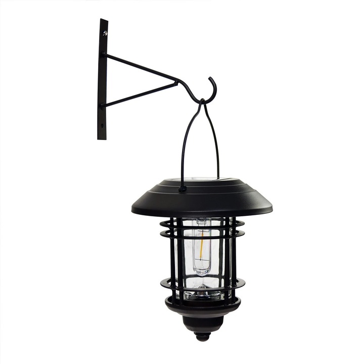 Felinar solar de perete YANYXR, negru, 20x17x17cm, rezistent la apa IP44