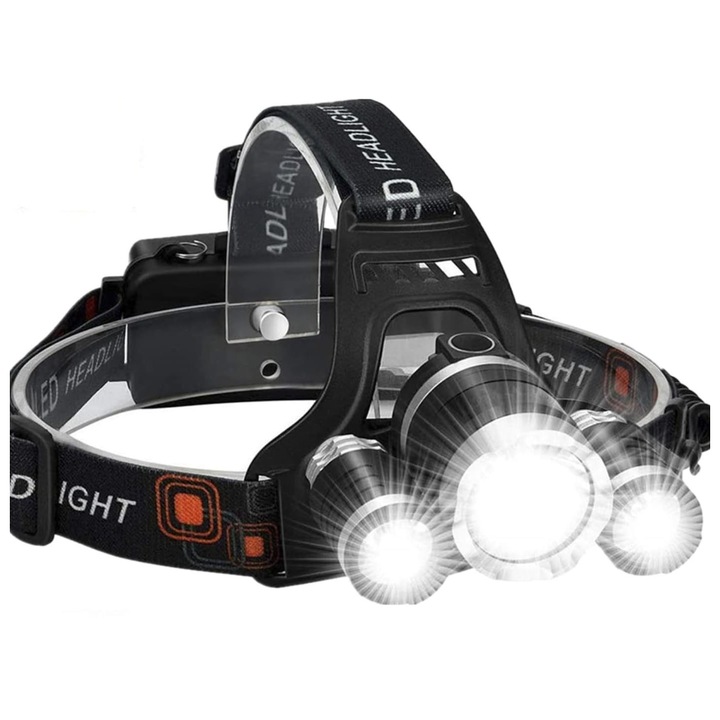 Lanterna LED reincarcabila, 8000 lumeni, 5 moduri de iluminare, IPX6 impermeabila, ajustabila 90°, pentru camping, pescuit, reparatii, situatii de urgenta