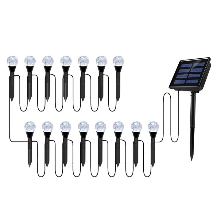 Соларна лампа 15 LED, многоцветна, IP65, за декорация на градина/веранда, комплект