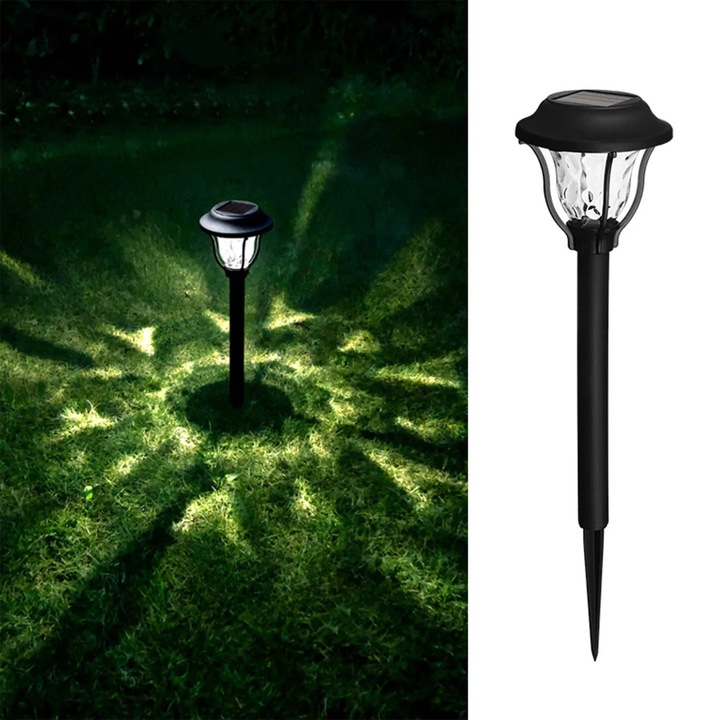 Соларна лампа, външна, LED, черна, 39,5x10 см, модерен дизайн, комплект от 1 брой