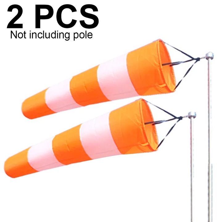 Set 2 vantoare rotative YANYXR, poliester, rosu-alb si portocaliu fluorescent, 25x15x80cm