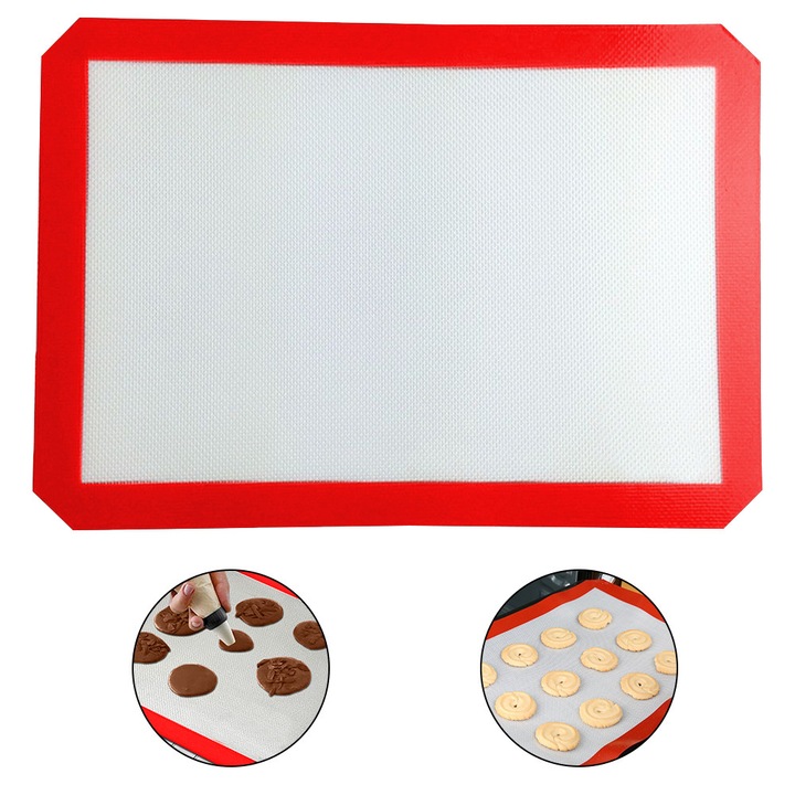 Plansa de copt reutilizabila Enforose, rosu, 42x29.5cm, antiaderent