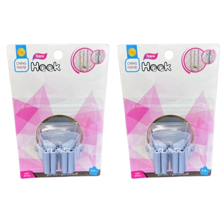 Комплект от 2 стенни стойки за мопове и метли, двойно залепване, универсални, pvc