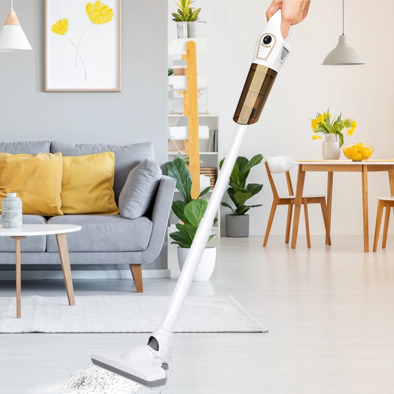 Aspirator vertical, 30 minute autonomie, 120W putere de aspirare, alb/negru, 96x23cm