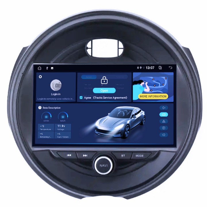 Navigatie dedicata Mini Cooper 2015-2019, 4GB RAM 64GB ROM, Quadcore, Android 14, Display QLED 1K 9", DSP, Carplay&Android Auto, Suport camere AHD