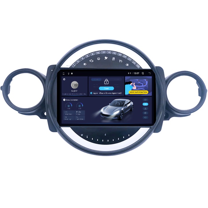 Navigatie dedicata Mini Cooper 2007-2015, 4GB RAM 64GB ROM, Quadcore, Android 14, Display QLED 1K 9", DSP, Carplay&Android Auto, Suport camere AHD