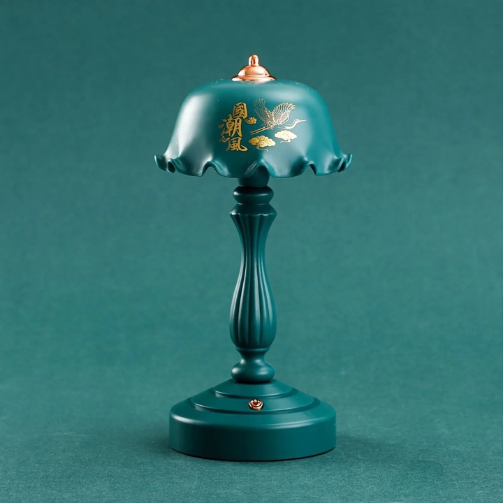 Lampa de birou ZYBLSSBB LSM2xh2314-BCS0274976, mini lampa de noapte USB, design cu motive aurii, verzui