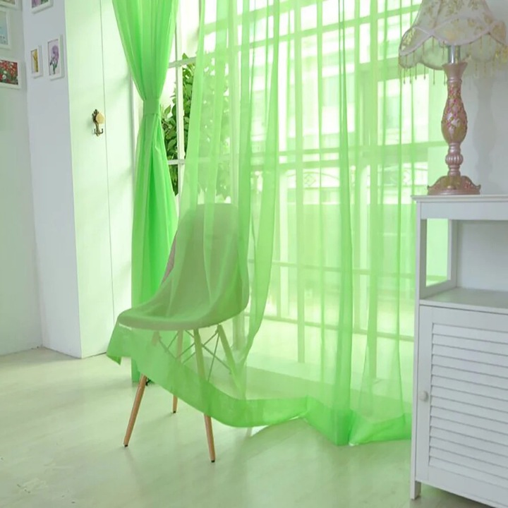 Perdea voal YANYXR verde 200x80cm transparenta moderna