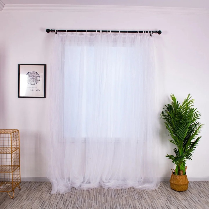 YANYXR fehér voile függöny 140x250cm fényáteresztő szett 1 db