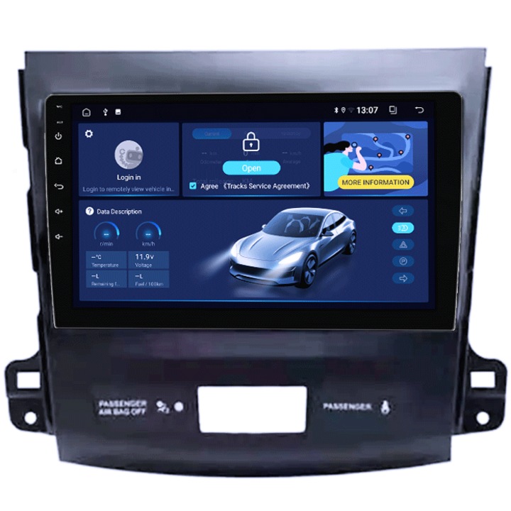 Navigatie dedicata Peugeot 4007 2007-2012, 4GB RAM 64GB ROM, Quadcore, Android 14, Display QLED 1K 9", DSP, Carplay&Android Auto, Suport camere AHD