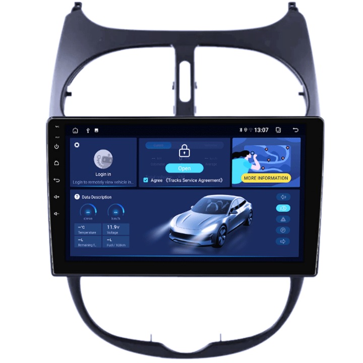Специализирана навигация Peugeot 206, 4GB RAM 64GB ROM, четириядрен, 9" QLED дисплей, Carplay, Android 14, Bluetooth, Play Store, поддръжка на AHD камера
