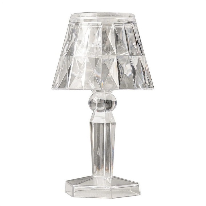 Lampa de masa ZYBLSSBB LSM2xh1056-BCS0270601-2, design cristal/acrilic transparent, fara fir, pentru noptiera