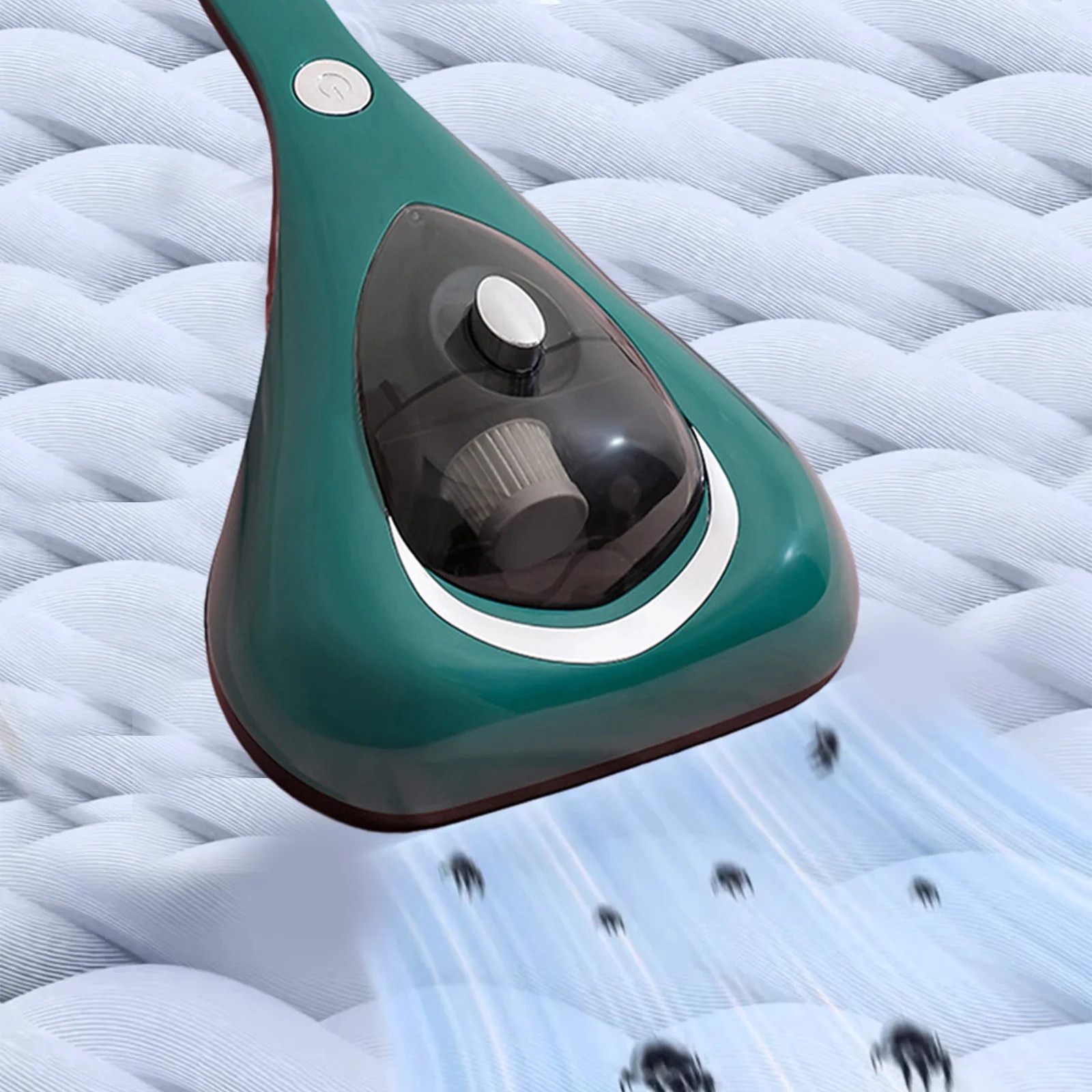 Aspirator portabil pentru saltele, functie de incalzire, verde, 33x21x9.5cm