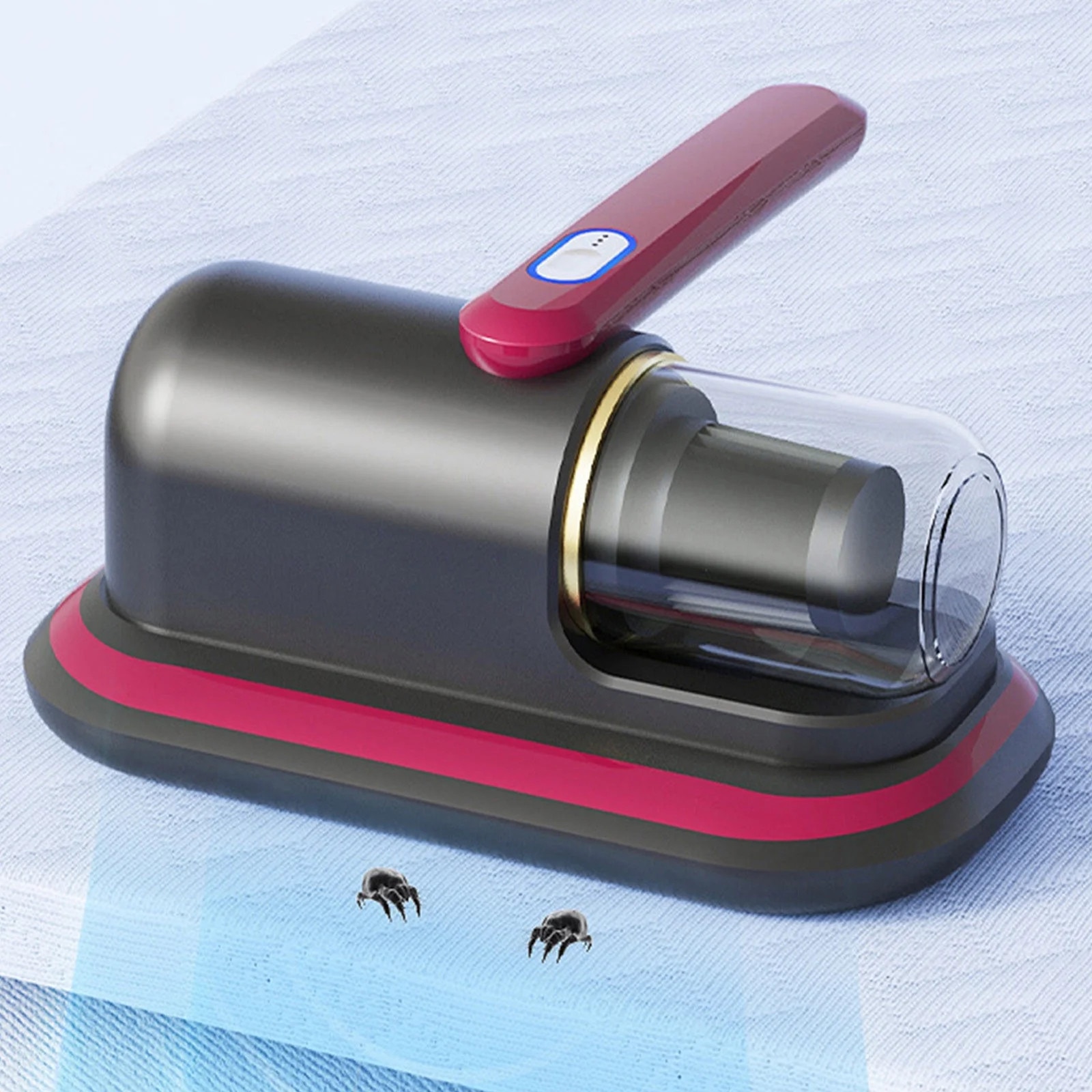 Aspirator de pat fara fir, 100W, set cu 2 filtre, negru