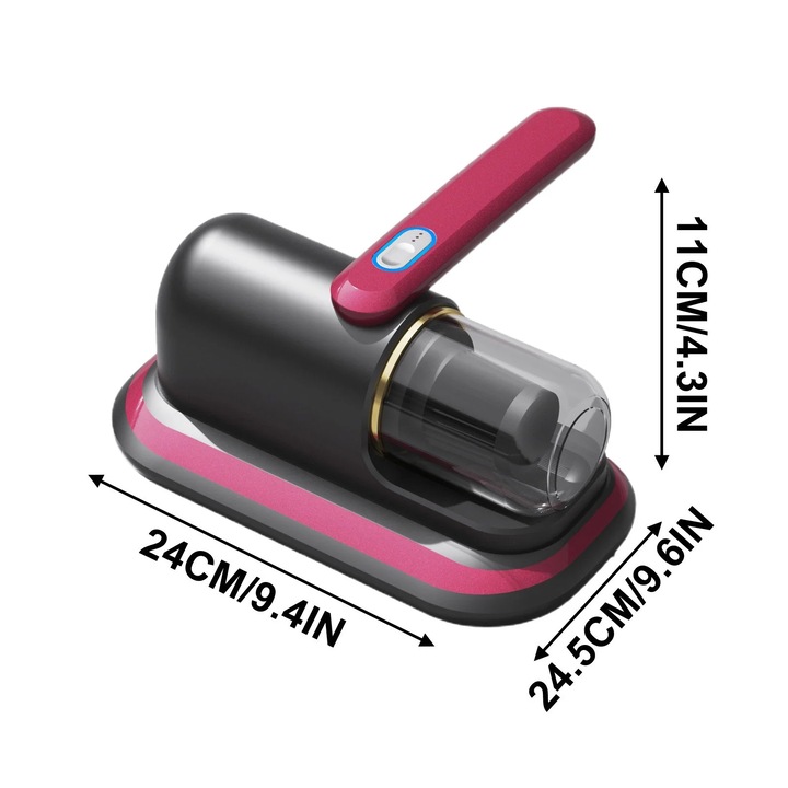 Aspirator de pat fara fir, 100W, set cu 2 filtre, negru