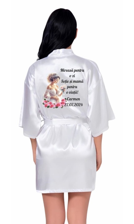 Halat mireasa, Nunta, Alb, Satin, HNM008