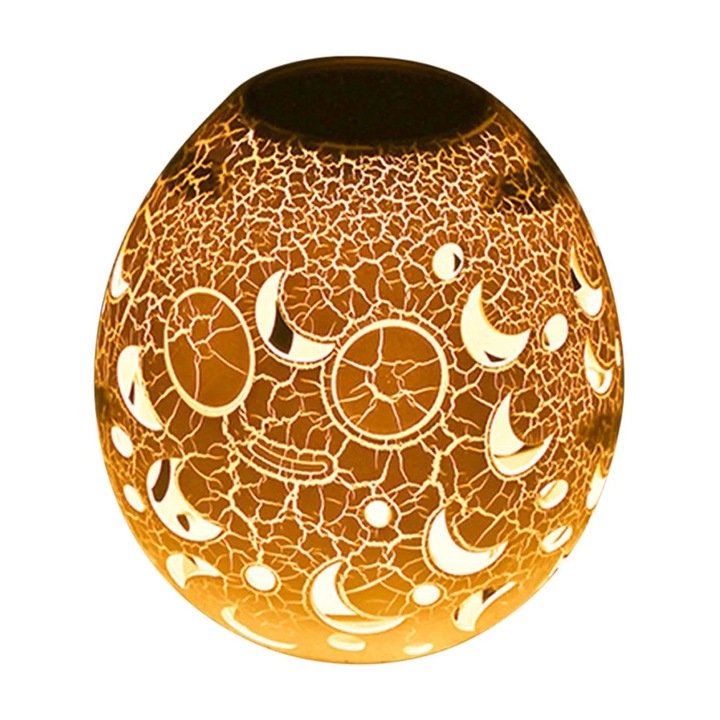 Lampa de veghe ZYBLSSBB LSM2xh1409-BCS0271951-2, decorativa cu efect crapat si proiectii lunare, ambru