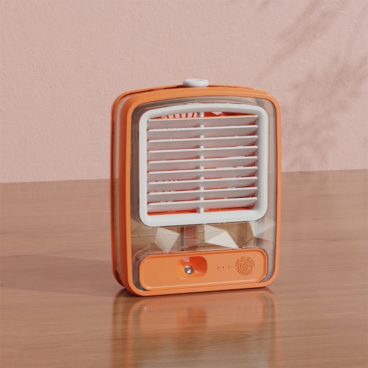 Hordozható ventilátor szórófejjel, 1500mAh, USB, hordozható, ezüst, 13,8x5,5x17,8cm