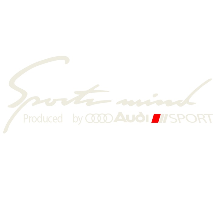 Sticker auto pentru far Audi, Sport Mint, Produced by Audi Sport, Alb-Rosu, 30 x 11 cm