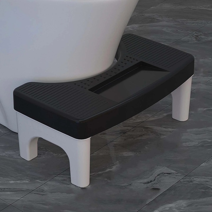Suport pentru picioare la toaleta ZYBLSSBB LSM2xh1748-BCS0273121-1, din plastic, scaunel de ridicare (toilet booster), negru/alb