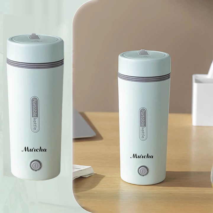 Fierbator electric portabil 3 in 1, argintiu, 350ml, pentru masina, cu oprire automata
