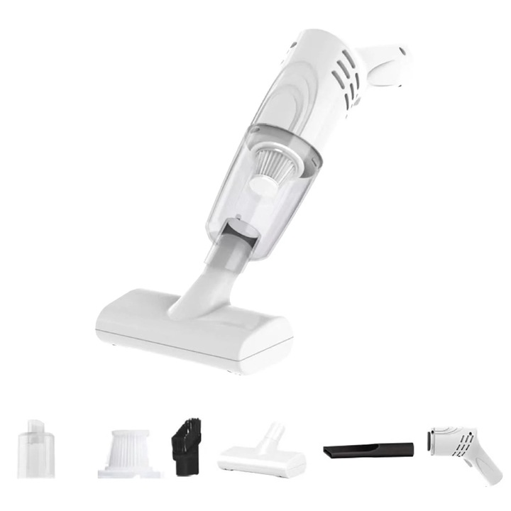 Aspirator de pat multifunctional 1200W, argintiu, cu filtru, pentru eliminarea acarienilor