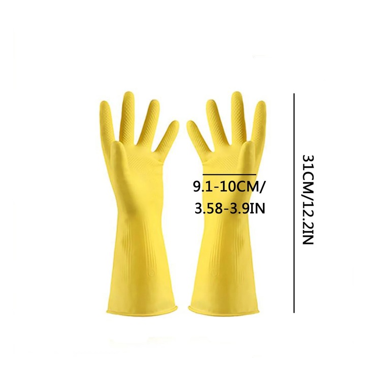 YANYXR BCS2908007 gumikesztyű, vastagított, csúszásmentes, szúrásálló, élelmiszerrel érintkezhet, sárga, 31 cm, 1 pár