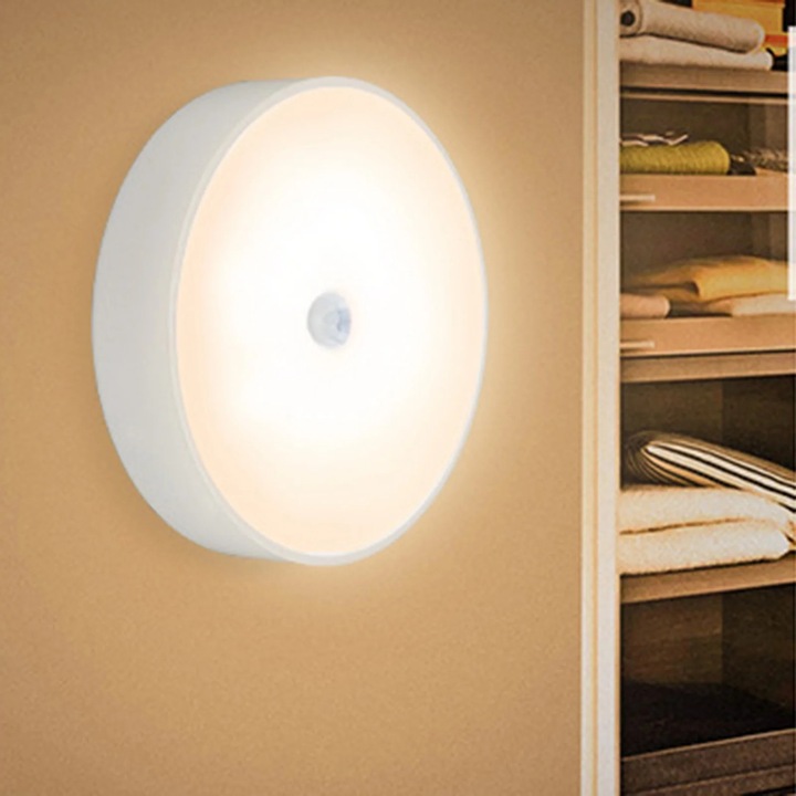 Lampa de perete LED ZYBLSSBB LSM2xh2231-BCS0274759 cu senzor de miscare PIR, reincarcabila USB, lumina calda, alb