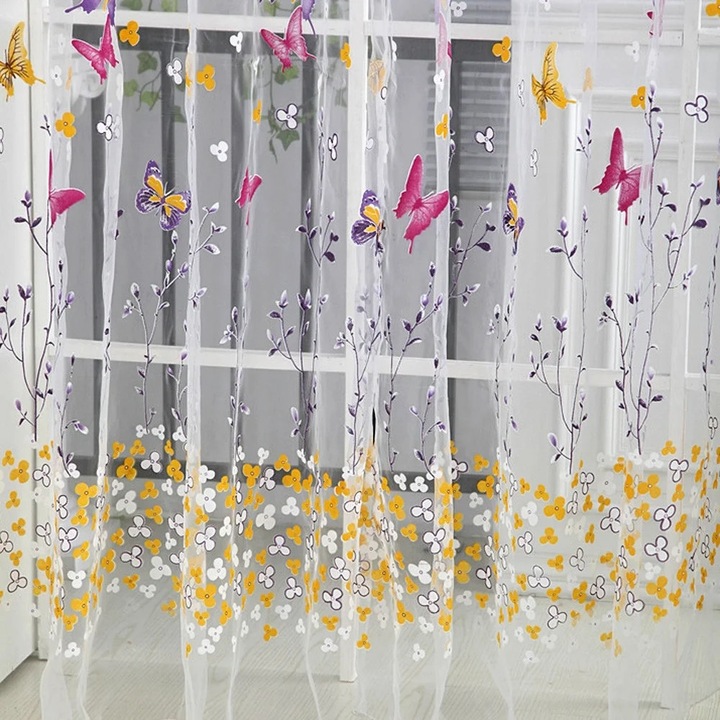 Perdea Voal YANYXR, Tulle, Alb, 270x100cm, 1 Panou