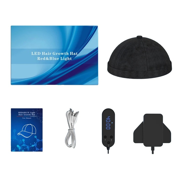 Set tratament pentru regenerarea parului, 118 lumini rosii, terapie cu lumina albastra 460-462nm, compact