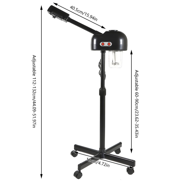 Aparat de aburi facial, Capacitate 750 ml, Negru