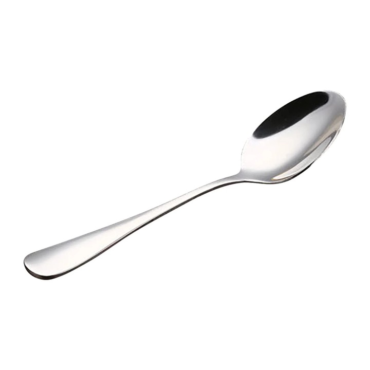 Set tacamuri inox 1010, lingura rotunda, furculita pentru fructe, argintie, 1 persoana