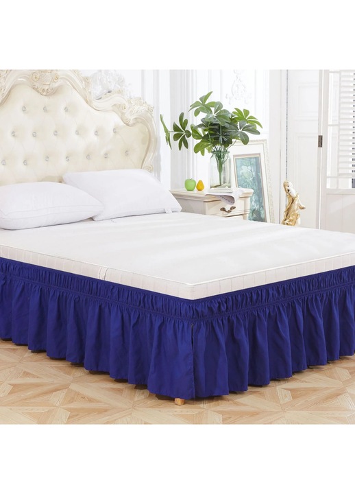Volanas de pat, 54x75inch, cu elastic ajustabil, albastru