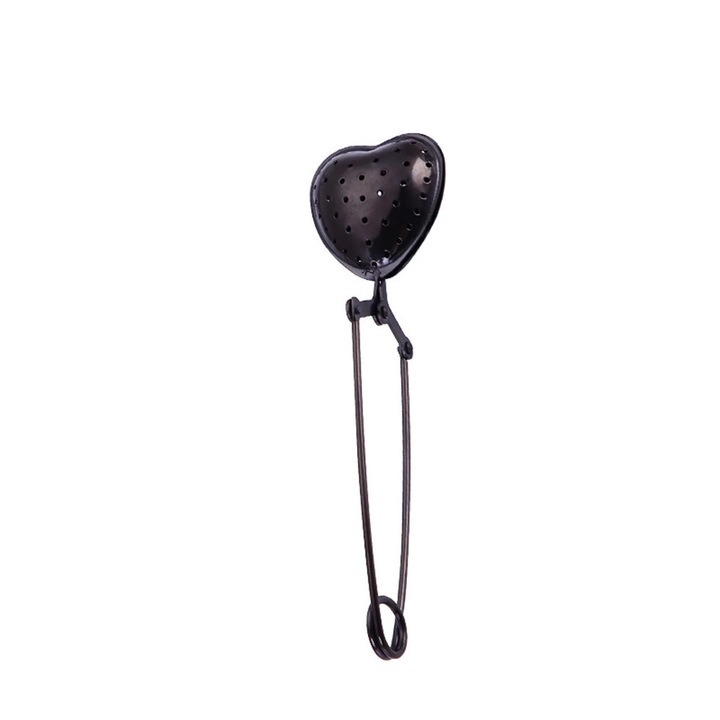 YANYXR BCS3069991 szív alakú teatojás, rozsdamentes acél csipesszel, fekete, 4.3 x 15.3 cm