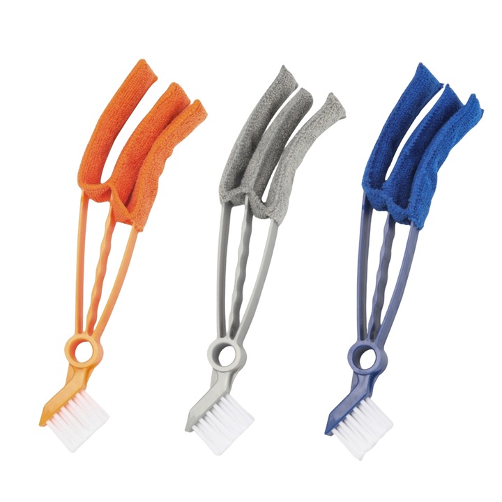 Perie de curatat multifunctionala, set din 3 piese, microfibra, lavabila, potrivita pentru masini si jaluzele, compacta si portabila