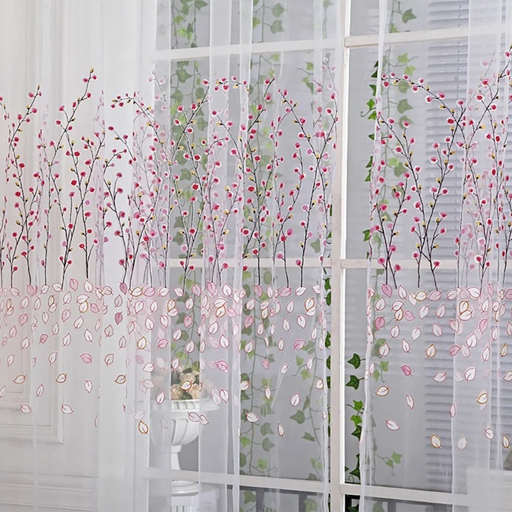 YANYXR Wintersweet Voile Függöny, rózsaszín, 270x100cm, 1 panel
