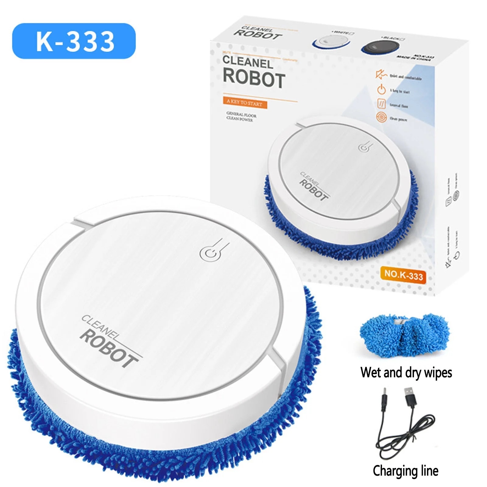 Robot mop YANYXR, imitare stergere manuala, alb, 23x23x6cm