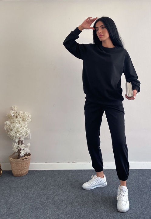 Trening Dama Negru cu Bluza si Pantaloni, Negru