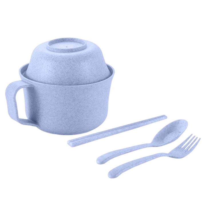 6 részes ramen tál szett, szálas, evőeszközökkel, többszínű, 33x16oz